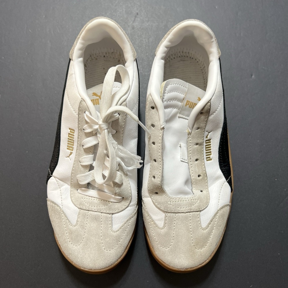 Puma Club 5v5 Suede White Black Women's Size 8 Preppy Fashion Comfort - Picture 5 of 7